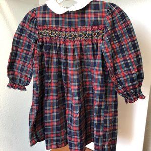 Vintage 80s The Smockery plaid smocked dress
